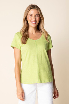 Habitat Cotton Pebble Coverstitch Tee in Leaf
