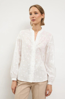 Tinta Sheer Cotton Polka Dot Blouse