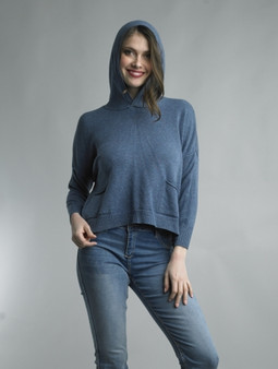 Tempo Paris Hoodie Sweater with Pockets in Blue