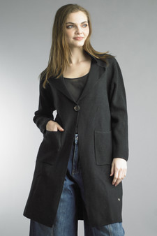 Tempo Paris Long Coat Sweater in Black