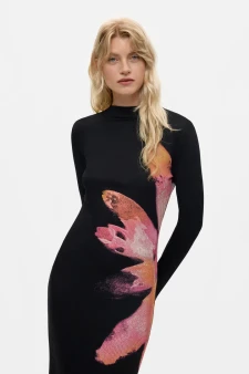 Desigual Long Sleeve Dress with Flowers