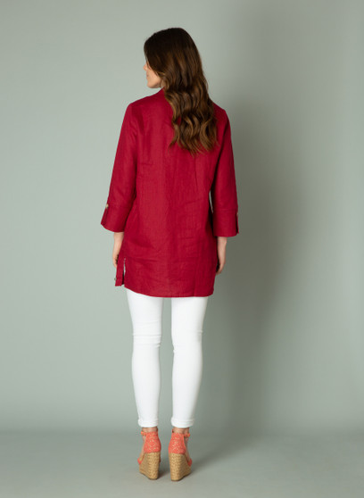 Yest Linen Tunic in Deep Red