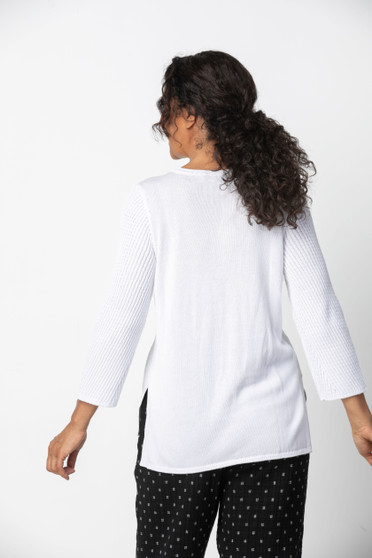 Habitat Cotton Sweater with Textured Stripe in White