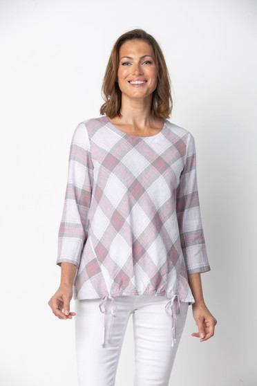 Habitat Linen/Cotton Bias Plaid Top 