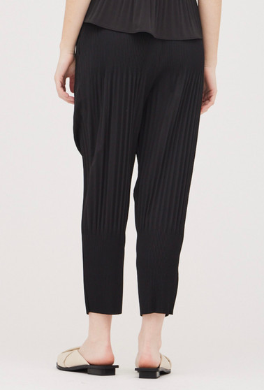 Pleated Tapered Ankle Pant in Black