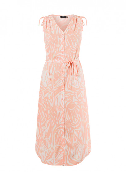 Yest Sleeveless Dress in Soft Peach/White Pattern