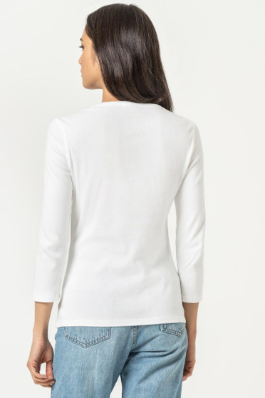 Lilla P. 3/4 Sleeve Crew Neck Tee in White