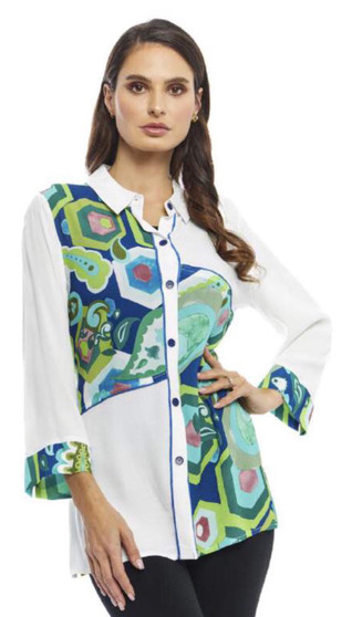 Adore Colorblocked  Crinkle Rayon Shirt