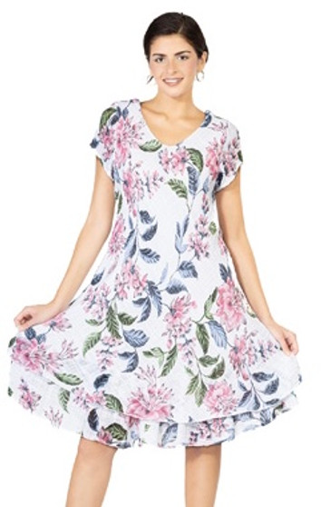 Italian Bias Cut Cap Sleeve Dress in Floral Print