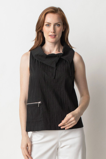 LIV by Habitat Textured Cotton Blend Sleeveless  Top in Black