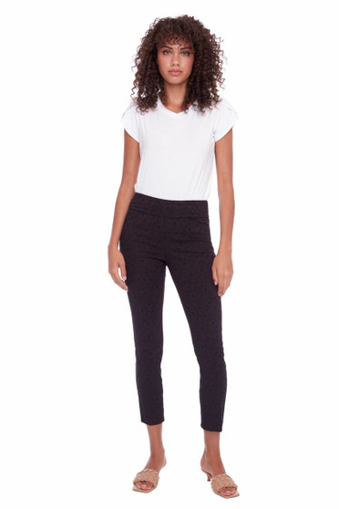 UP Pants Pull On Textured Pants with Front Pockets in Black