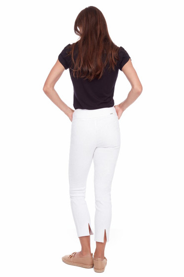 UP Pants Pull On Textured Pants with Front Pockets in White