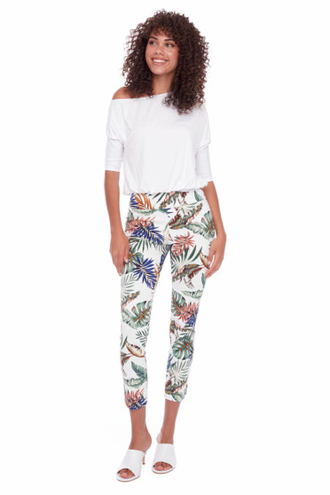 UP Pants Pull On Lotus Print Pants with Petal Hem