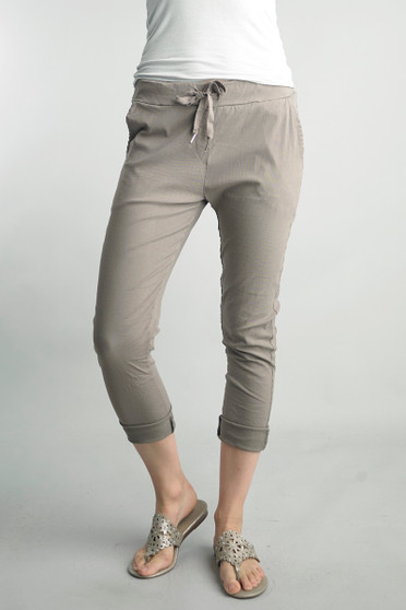 Italian Crinkle Texture Jogger Pants in Taupe