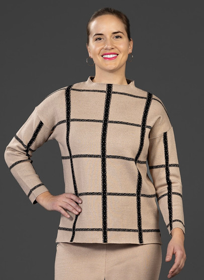 Variations Retro Sweater with Plaid Pattern
