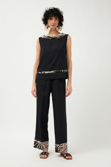 Bariloche Spain Straight Border Print Pants in Black