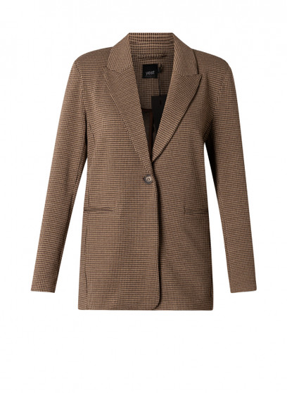 Yest Houndstooth Knit Jacket in Brown