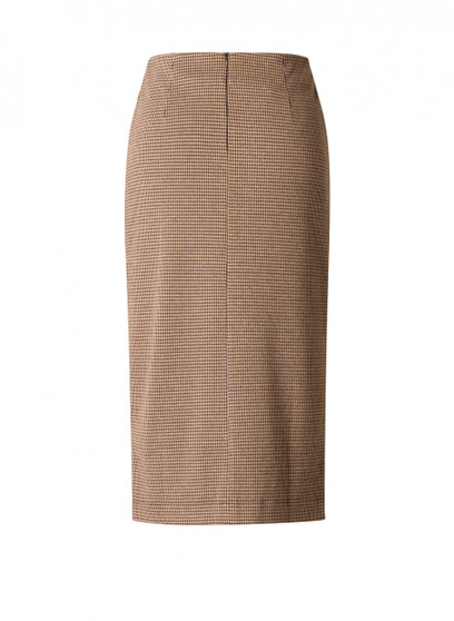 Yest Houndstooth Knit Skirt in Brown