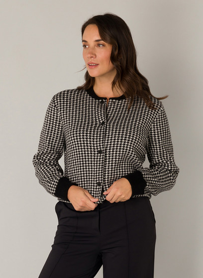 Yest Knit Houndstooth Jacket in Black and White