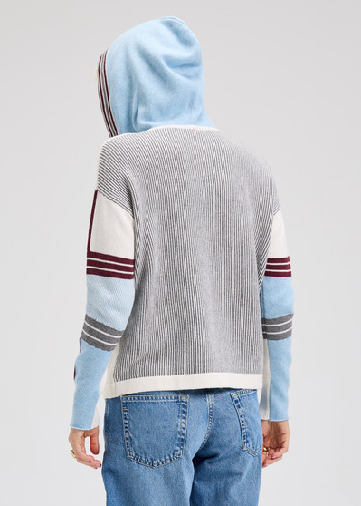 Zaget + Plover Cotton Cashmere Zip Cardigan  Hoodie Sweater in Creamy White