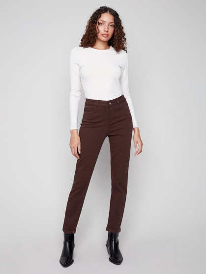 Charlie B Jeans with Narrow Cuff in Chocolate Brown