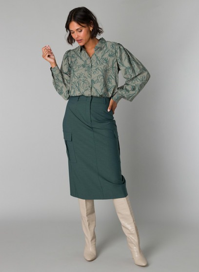 Yest Floral Print Blouse in Hunter Green