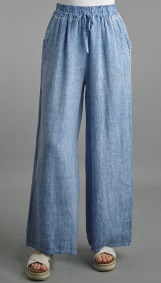 Tempo Paris Italian Linen Pants in Blue