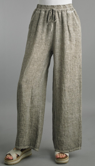 Tempo Paris Italian Linen Pants in Taupe