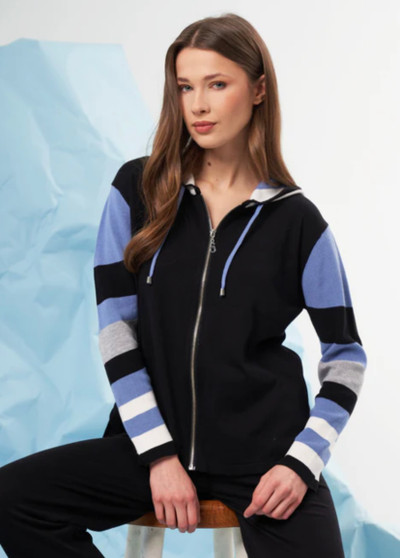 French Kyss Zip Up Mixed Stripes Hoodie