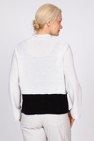 Olivia by Habitat Two Tone Cardigan Sweater in Off White/Black