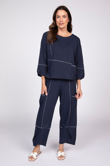 Olivia by Habitat Navy Pullover with White Stitch Detail