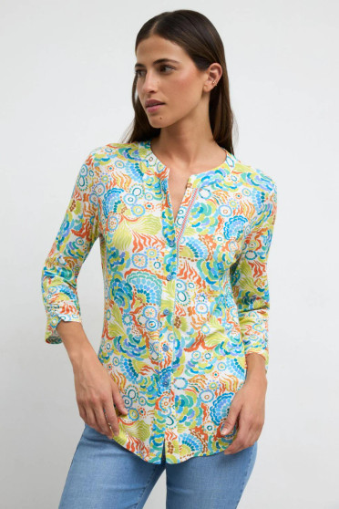 Tinta Blouse with 3/4 Sleeves in Abstract Floral Print