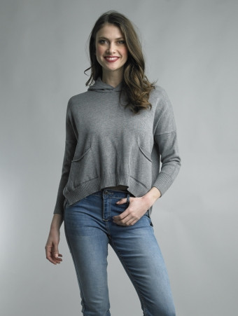 Tempo Paris Hoodie Sweater with Pockets in Charcoal
