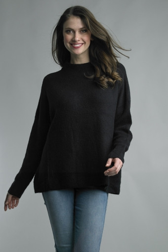 Tempo Paris Mock Neck Sweater in Black