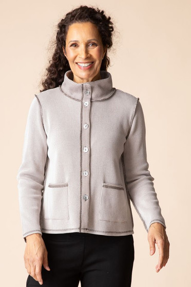 Habitat Thermal Knit Mandarin Collar Cardigan in Winter White