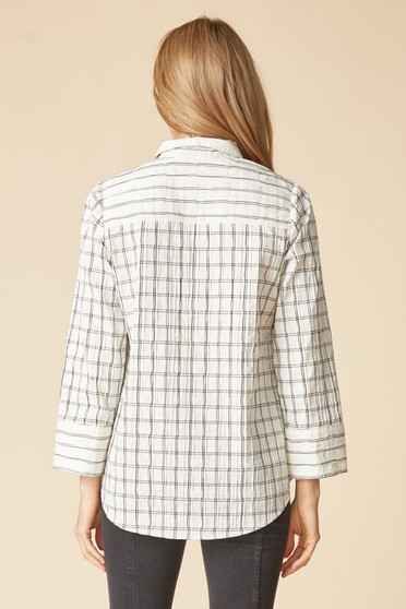 Habitat Plaid 3/4 Sleeve Shirt in Winter White
