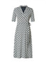 Yest Short Sleeve Wrap Dress in Navy Print