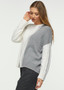 Zaget + Plover Crew Neck Merino/Cotton Blend Sweater in Gray and Winter White