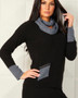 French Kyss Colorblock Striped Sweater with Infinity Scarf