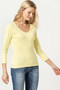 Lilla P V-Neck Cotton Tee with 3/4 Sleeves in Lemonade
