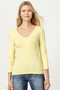 Lilla P V-Neck Cotton Tee with 3/4 Sleeves in Lemonade