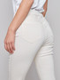Charlie B Pull On Jeans With Slit in White
