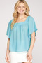 She + Sky Square Neck Top in Aqua