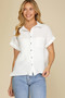 She + Sky Textured Fabric Short Sleeve Shirt in White