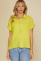 She + Sky Textured Fabric Short Sleeve Shirt in Lime