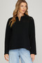She + Sky Sweater with Open Weave Details in Black