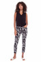 UP Pants Pull On Black and White Floral Pants with Front Pockets