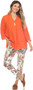 Flora Ashley Italian Drawstring Pants in Orange Floral Print