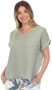 Flora Ashley Italian Cuffed Sleeve Top in Sage