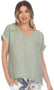 Flora Ashley Italian Cuffed Sleeve Top in Sage